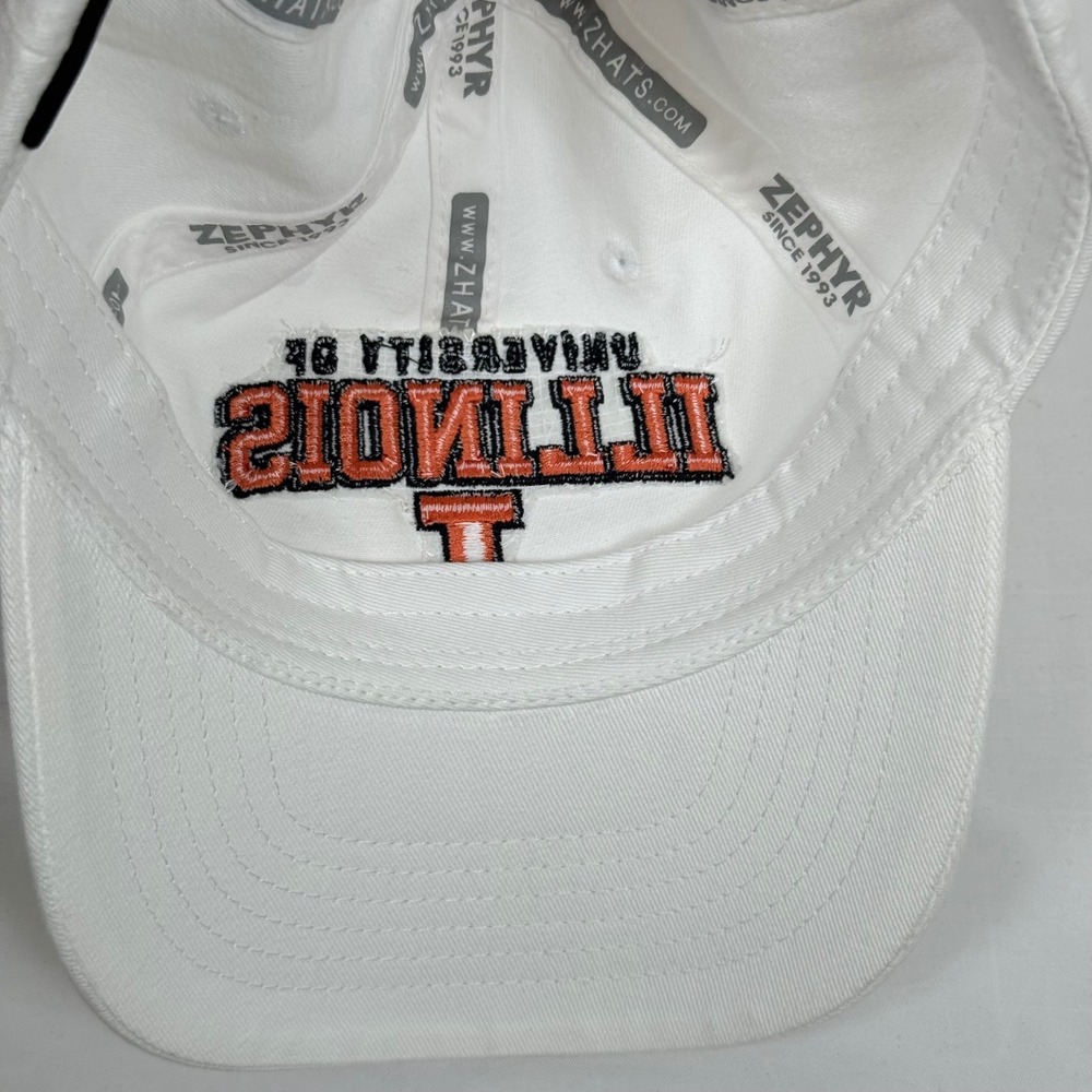 University of Illinois Fighting Illini Zephyr White Adjustable Baseball Cap - Picture 10 of 11